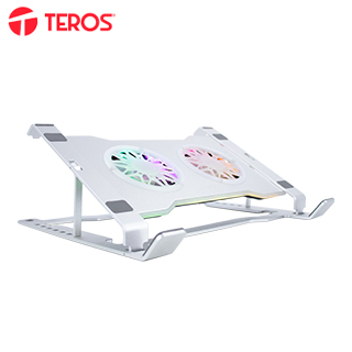Cooler para notebook TEROS TE-7135N, soporta tablets y notebooks de 9″ hasta 16″, plateado