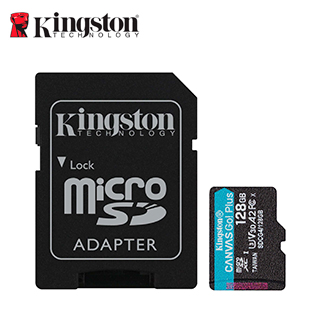 Memoria Flash microSD Kingston Canvas Go! Plus, 128GB, con adaptador SD