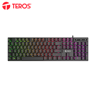 Teclado gamer TEROS TE-4072G, RGB, USB, negro