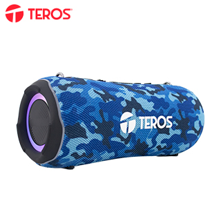 Parlante TEROS Ultra TE-6046BM, BT 5.3, RGB, TWS, color azul militar camuflado
