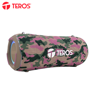 Parlante TEROS Ultra TE-6046M, BT 5.3, RGB, TWS, color marrón militar camuflado
