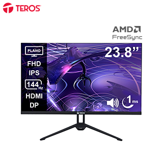 Monitor plano TEROS TE-2417S 23.8″ FHD IPS 144Hz 1ms HDMI DP PARLANTES AUDIO OUT