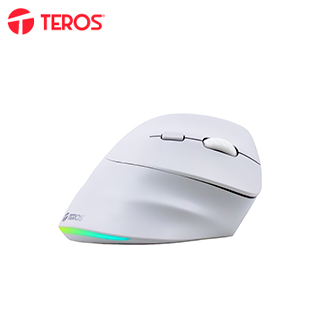 Mouse inalámbrico TEROS TE-1236S, RGB, Blanco, 6 botones con rueda