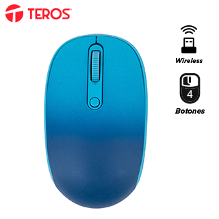 Mouse Inalámbrico Teros TE-1240S, 2.4GHz, 4 Botones, USB, Color Azul