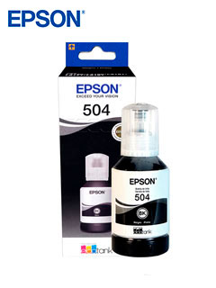 Botella de tinta EPSON T504, color negro, contenido 127ml, para impresoras EPSON L4160.