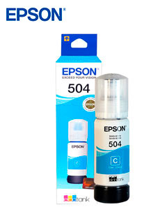 Botella de tinta EPSON T504220-AL, color Cyan, contenido 70ml.