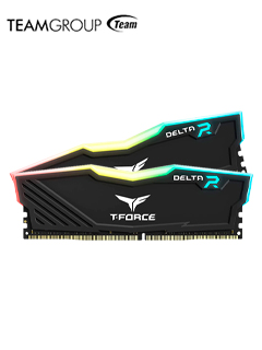 Memoria TEAMGROUP T-FORCE DELTA RGB 16GB (2 x 8GB) DDR4-3600MHz, CL18, 1.35V, RGB, Negro