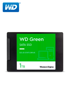 Unidad en estado solido Western Digital Green, WDS100T3G0A, 1TB, SATA 6Gb/s, 2.5″, 7mm.
